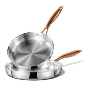 Carote 8'' & 10'' Stainless‎ Steel Frying Pan Set, Silver